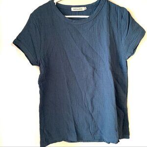 Mislook Blue Short Sleeve Basic Tee Cotton Shirt